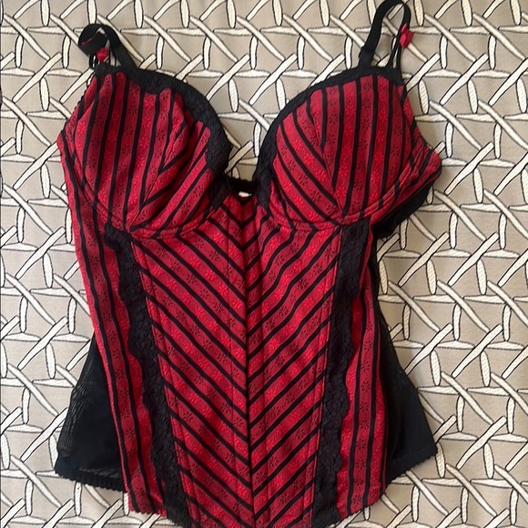 H&M Other - Vintage H&M 00s Y2K goth Red and Black Striped Corset Top